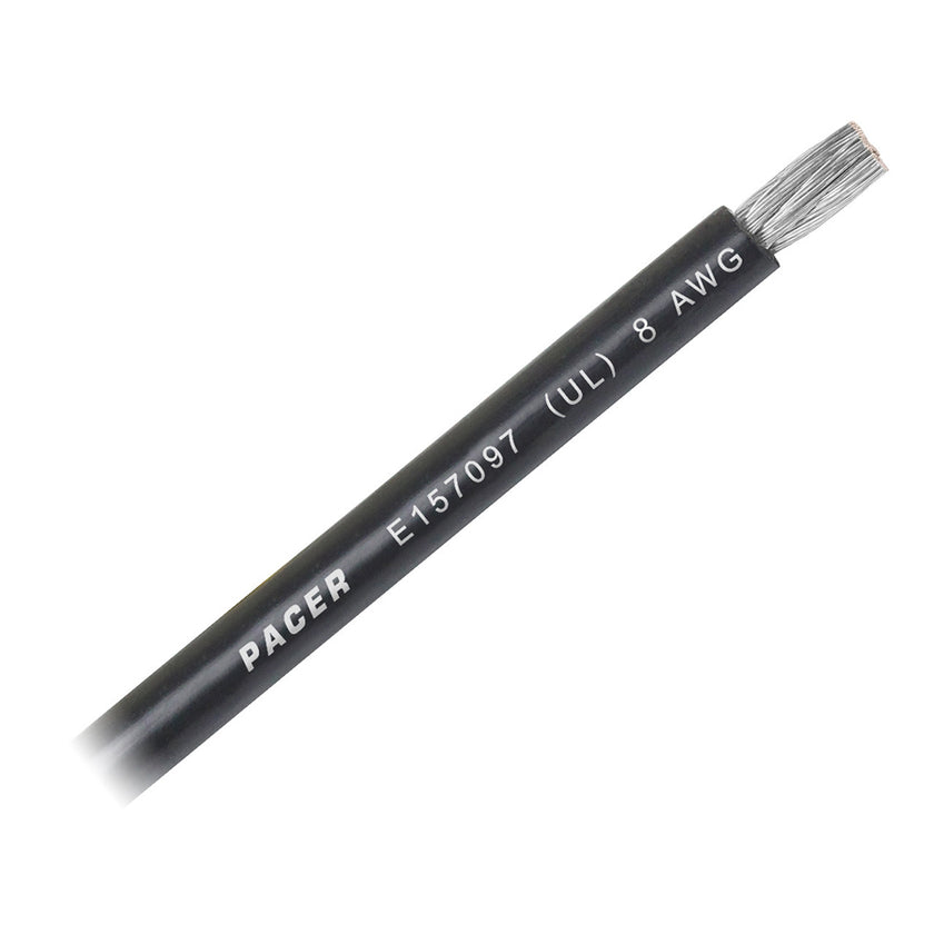 Cable de batería Pacer negro de 8 AWG - Se vende por pie [WUL8BK-FT]