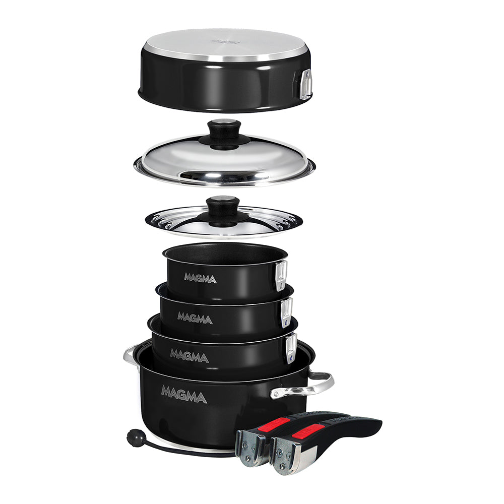 Batería de cocina Magma Nestable de 10 piezas para inducción, antiadherente, con acabado esmaltado - Negro azabache [A10-366-JB-2-IN]