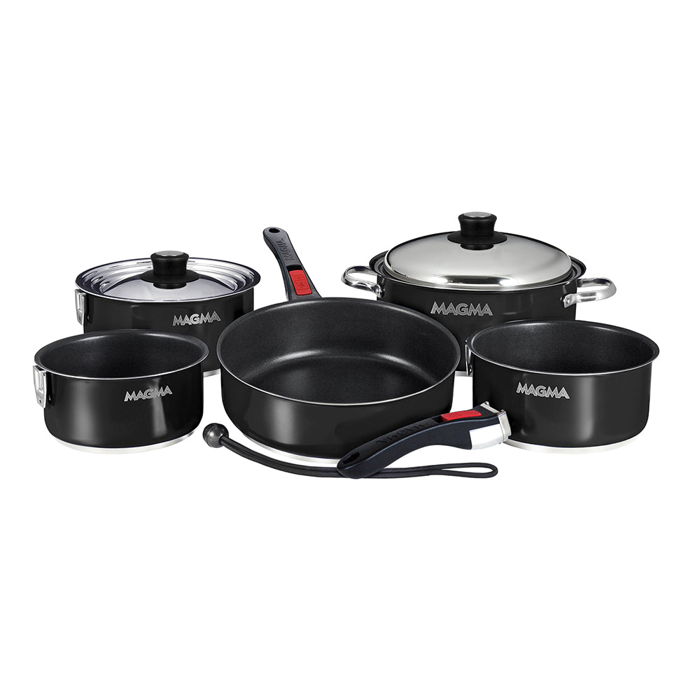 Batería de cocina Magma Nestable de 10 piezas para inducción, antiadherente, con acabado esmaltado - Negro azabache [A10-366-JB-2-IN]