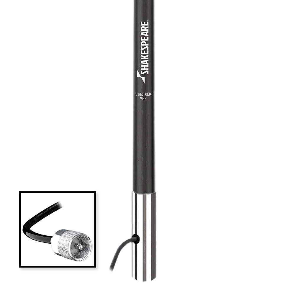 Antena VHF clásica Shakespeare 5104 4 con cable RG-58 de 4,5 m - Negra [5104-BLK]
