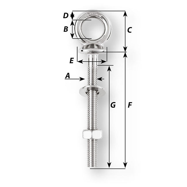 Wichard Eye Bolt - M10 x 150mm - Length 100mm [6495W]