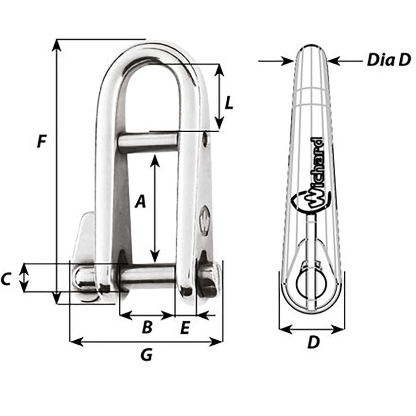 Wichard HR Key Pin Shackle With Bar - 6mm Pin Diameter [91433W]