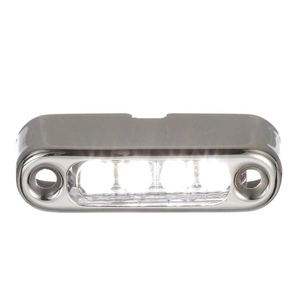 Microluz LED Attwood blanca con bisel de acero inoxidable y montaje vertical [6350W7]