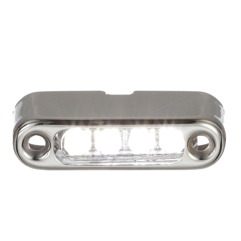 Microluz LED Attwood blanca con bisel de acero inoxidable y montaje vertical [6350W7]