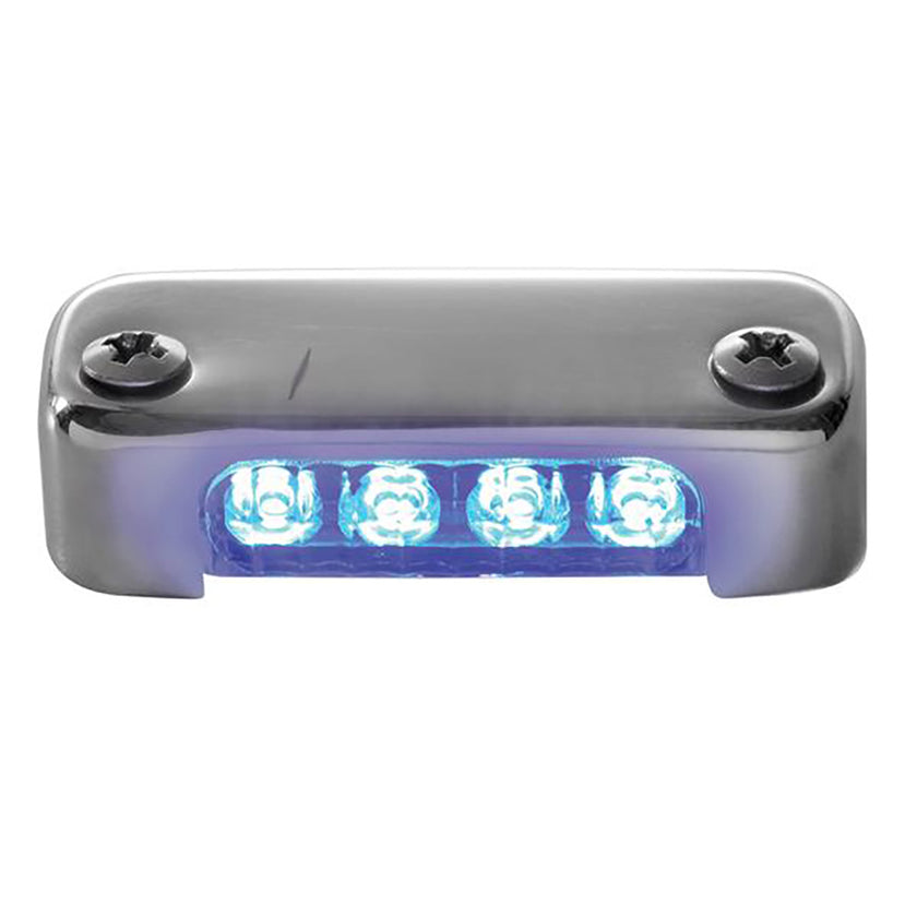 Microluz LED azul Attwood con bisel de acero inoxidable y montaje vertical [6350B7]