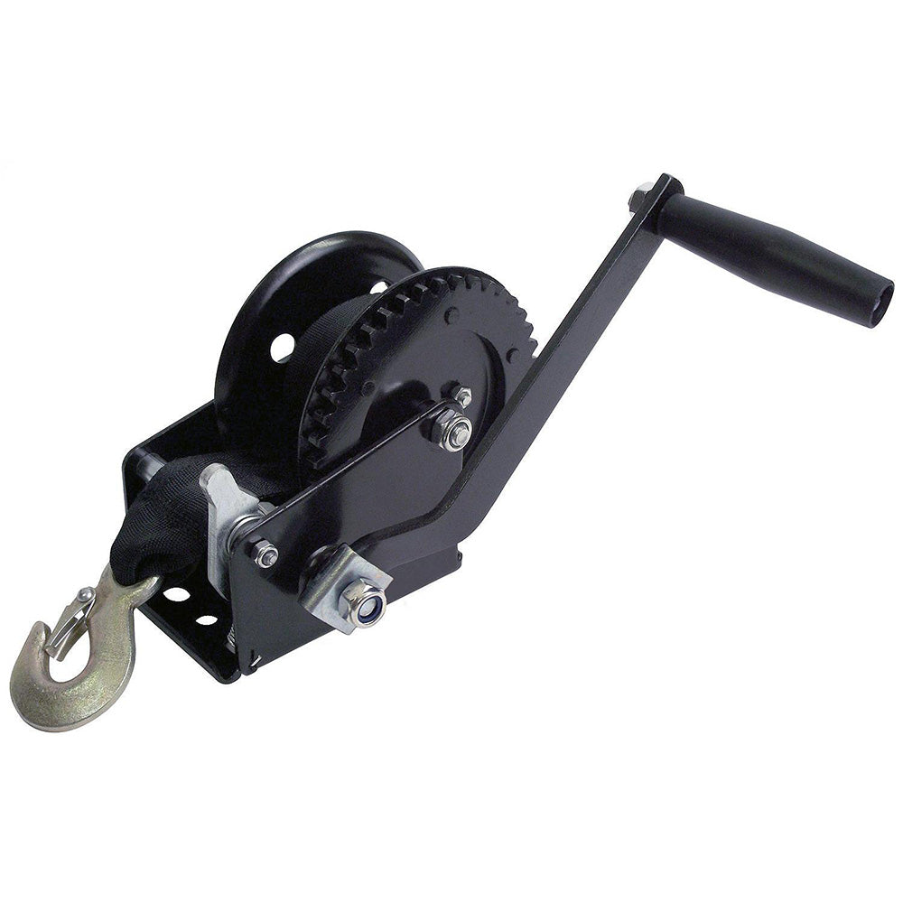Cabrestante Attwood de 1200 lb con transmisión simple - Correa de nailon de 2